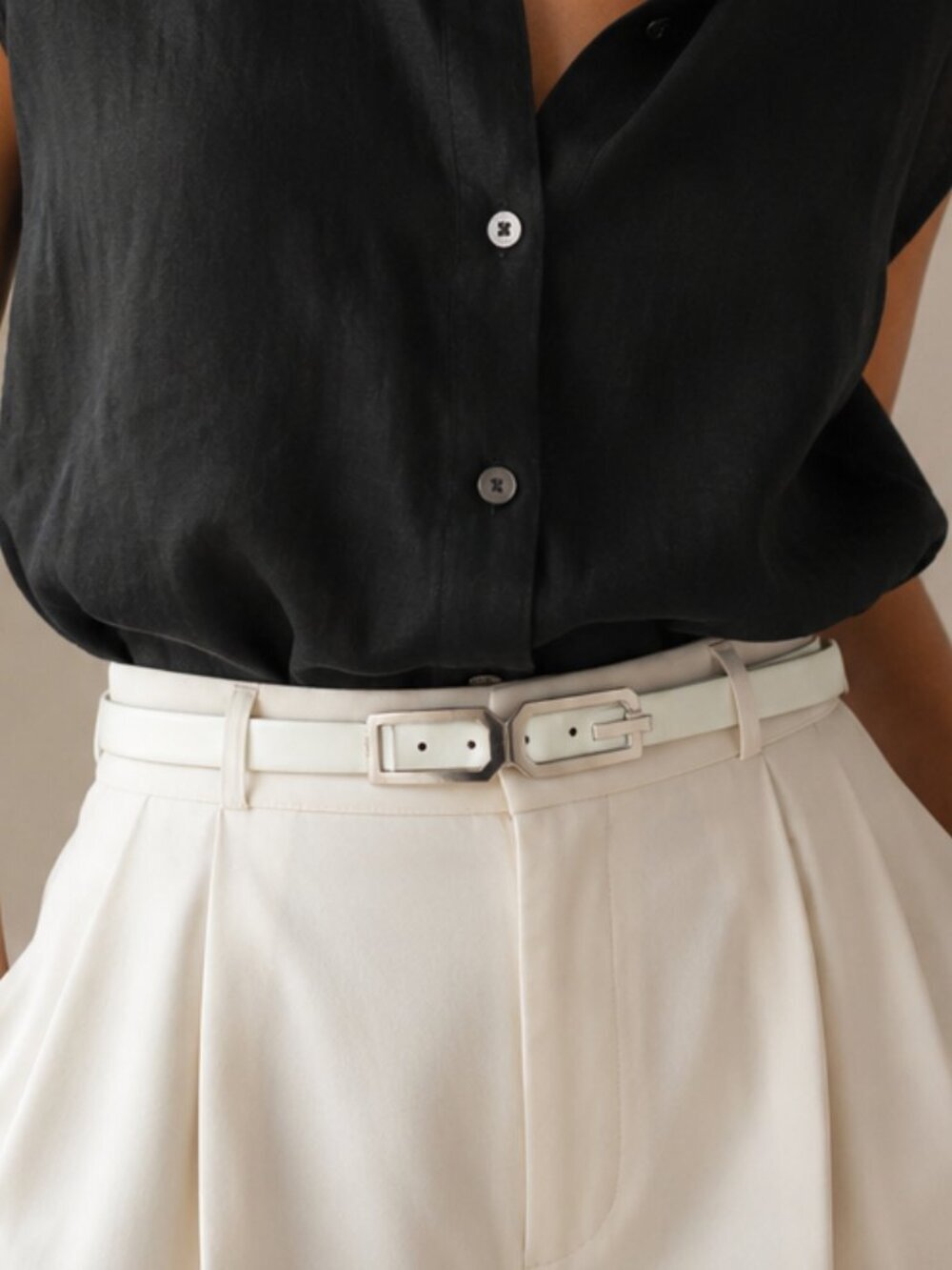 Dolce & Gabbana Ivory Leather Geometric DG Buckle Belt Made in Italy 80cm - Picture 11 of 12